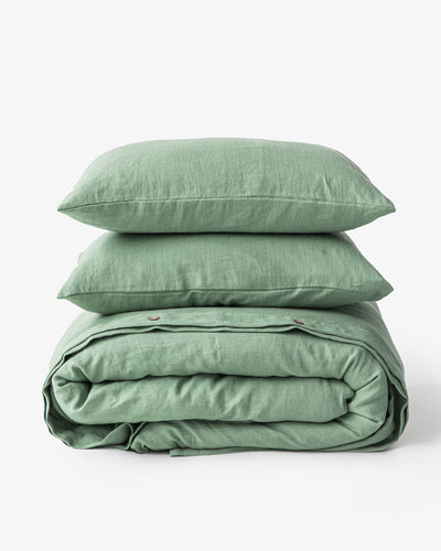 Matcha green linen duvet cover set (3 pcs) - sneakstylesanctums