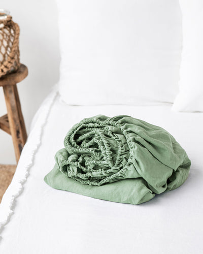 Matcha green linen fitted sheet - sneakstylesanctums