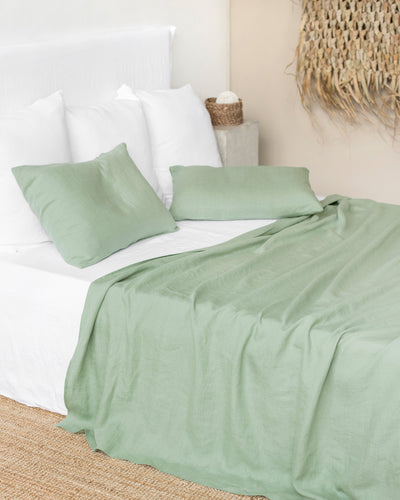 Matcha green linen flat sheet - sneakstylesanctums