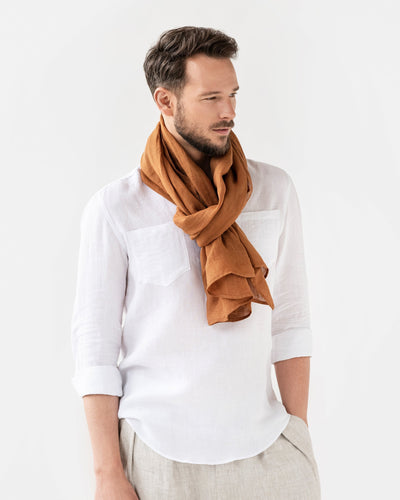 Men's linen scarf in Cinnamon - sneakstylesanctums