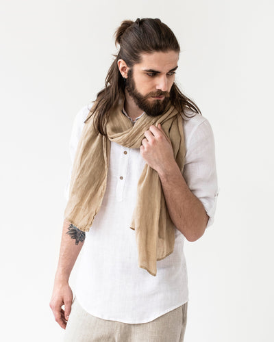 Men's linen scarf in Cappuccino - sneakstylesanctums