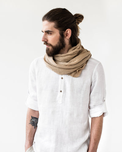 Men's linen scarf in Cappuccino - sneakstylesanctums