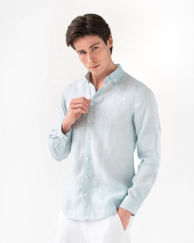 Men's linen shirt CORONADO in dusty blue - sneakstylesanctums