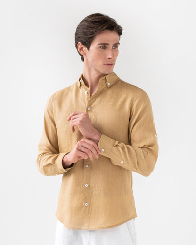 Men's linen shirt CORONADO in sandy beige - sneakstylesanctums