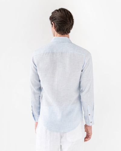 Men's linen shirt NEVADA in pinstripe blue - sneakstylesanctums