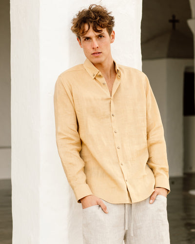 Men's linen shirt NEVADA in sandy beige - sneakstylesanctums