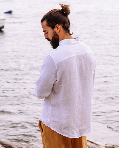 Men's linen shirt NEVADA in White - sneakstylesanctums