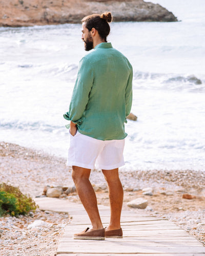 Men's linen shorts STOWE in White - sneakstylesanctums