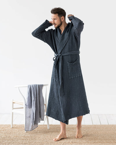 Men's waffle robe in Dark gray - sneakstylesanctums