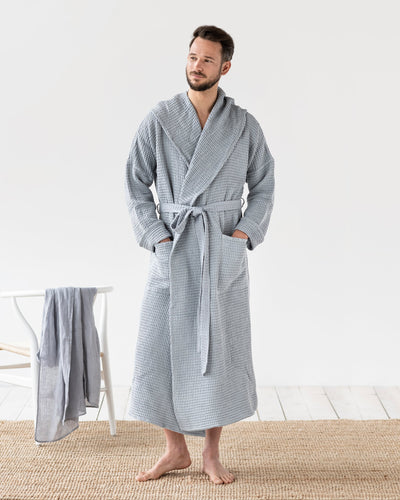Men's waffle robe in Light gray - sneakstylesanctums