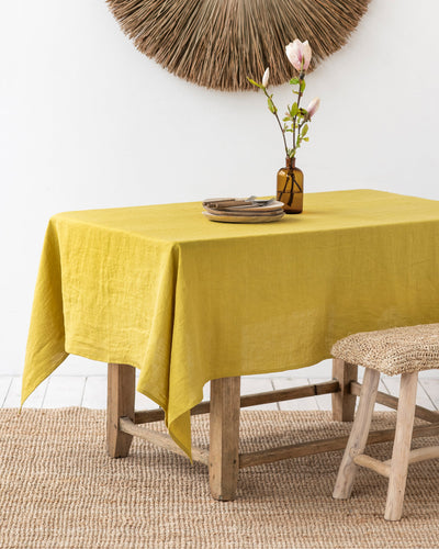 Moss Yellow Linen tablecloth - sneakstylesanctums