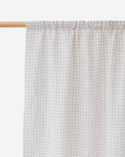 Rod pocket linen curtain panel (1 pcs) in Natural gingham - sneakstylesanctums
