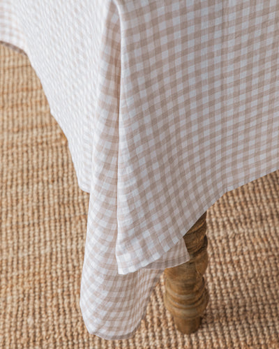 Natural Gingham Linen tablecloth - sneakstylesanctums