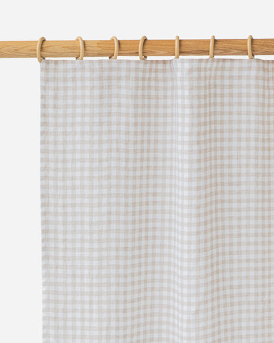Pencil pleat linen curtain panel (1 pcs) in Natural gingham - sneakstylesanctums