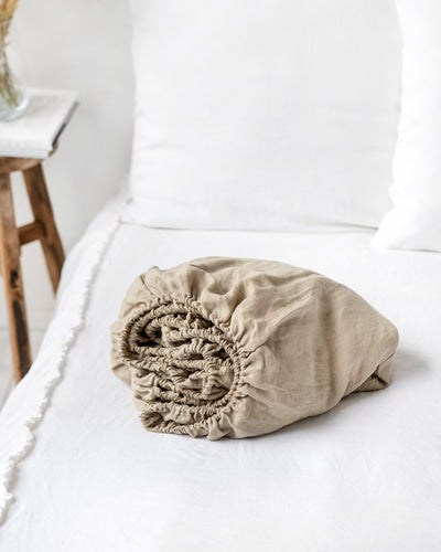 Natural linen fitted sheet - sneakstylesanctums