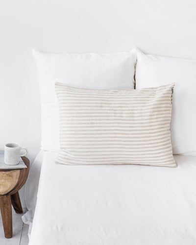 Striped in natural linen pillowcase - sneakstylesanctums