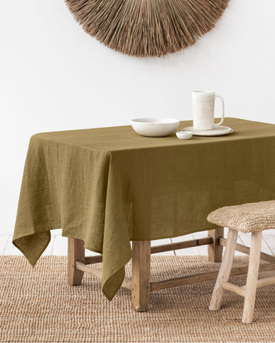 Olive Green Linen tablecloth - sneakstylesanctums