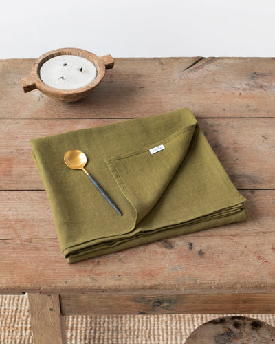 Olive Green Linen tablecloth - sneakstylesanctums