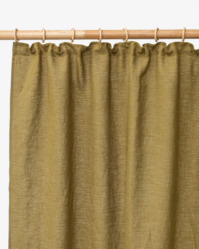 Pencil pleat linen curtain panel (1 pcs) in Olive green - sneakstylesanctums