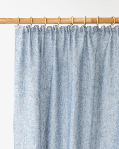 Pencil pleat linen curtain panel (1 pcs) in Blue melange - sneakstylesanctums