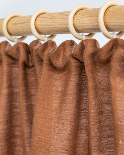 Pencil pleat linen curtain panel (1 pcs) in Cinnamon - sneakstylesanctums