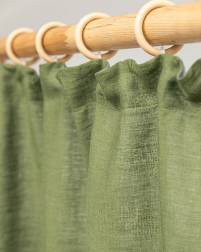 Pencil pleat linen curtain panel (1 pcs) in Forest green - sneakstylesanctums