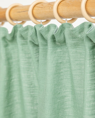 Pencil pleat linen curtain panel (1 pcs) in Matcha green - sneakstylesanctums