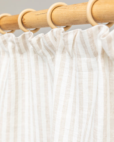 Pencil pleat linen curtain panel (1 pcs) in Striped in natural - sneakstylesanctums