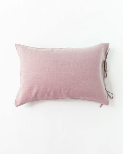 Linen pillowcase with ties in Woodrose - sneakstylesanctums