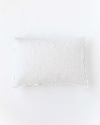 Pom pom trim linen pillowcase in White - sneakstylesanctums