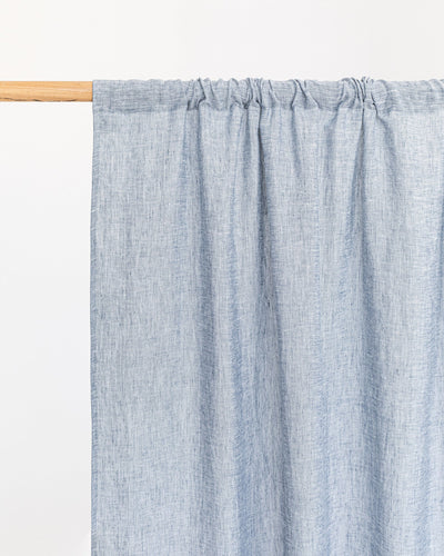 Rod pocket linen curtain panel (1 pcs) in Blue melange - sneakstylesanctums