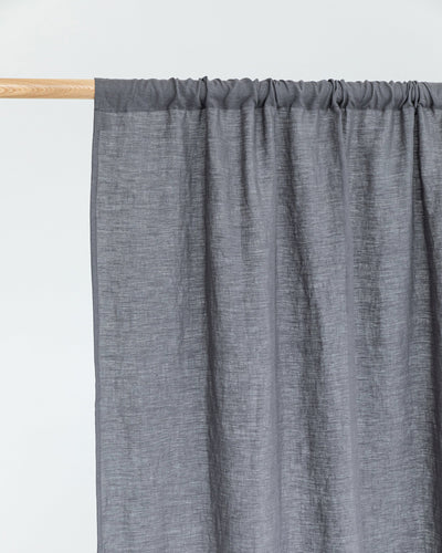 Rod pocket linen curtain panel (1 pcs) in Charcoal gray - sneakstylesanctums