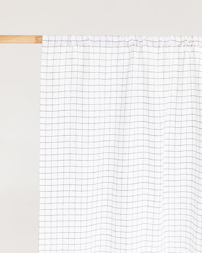 Rod pocket linen curtain panel (1 pcs) in Charcoal grid - sneakstylesanctums