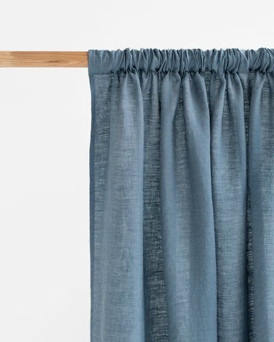 Rod pocket linen curtain panel (1 pcs) in Gray blue - sneakstylesanctums