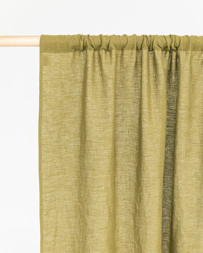 Rod pocket linen curtain panel (1 pcs) in Olive green - sneakstylesanctums