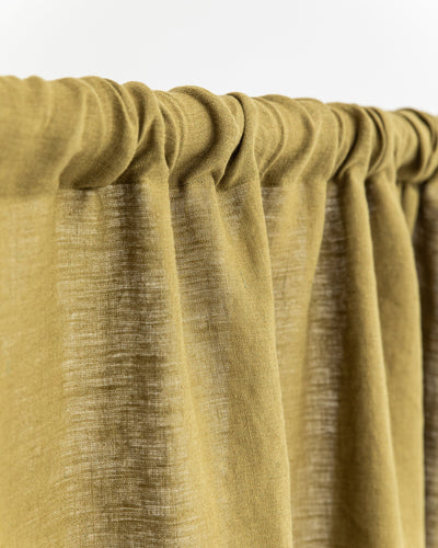 Rod pocket linen curtain panel (1 pcs) in Olive green - sneakstylesanctums