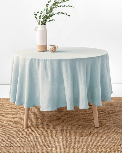 Round linen tablecloth in Dusty blue - sneakstylesanctums