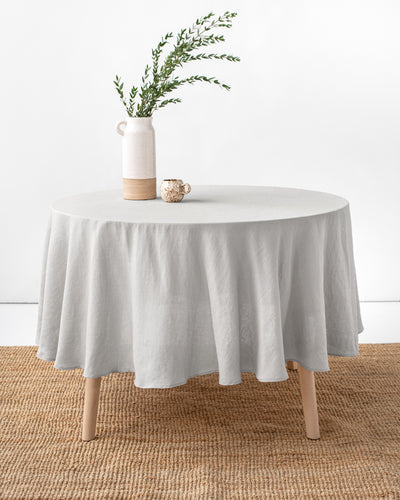 Round linen tablecloth in Light gray - sneakstylesanctums