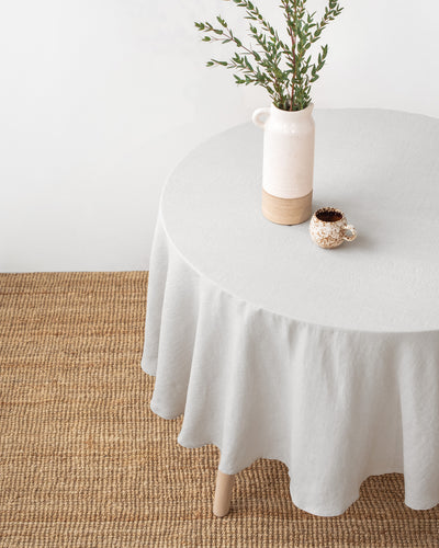 Round linen tablecloth in Light gray - sneakstylesanctums