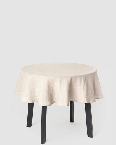 Round linen tablecloth in Ivory - sneakstylesanctums