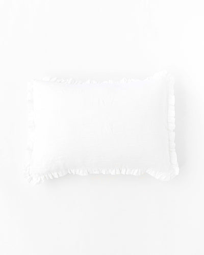 Ruffle trim linen pillowcase in White - sneakstylesanctums