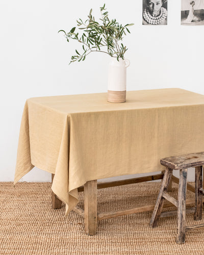 Sandy beige linen tablecloth - sneakstylesanctums