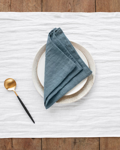 Gray blue linen napkin set of 2 - sneakstylesanctums