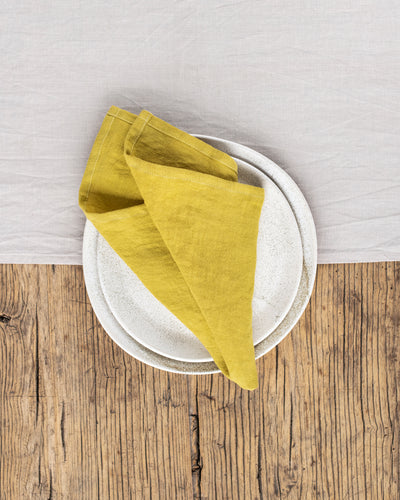 Moss yellow linen napkin set of 2 - sneakstylesanctums