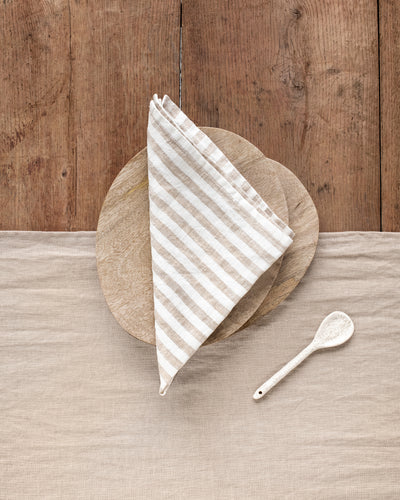 Striped in natural linen napkin set of 2 - sneakstylesanctums