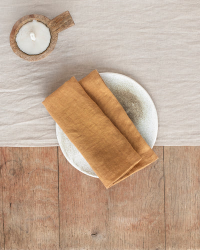 Tan linen napkin set of 2 - sneakstylesanctums