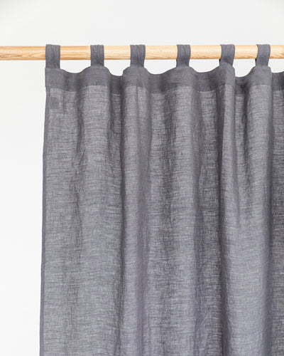 Tab top linen curtain panel (1 pcs) in Charcoal gray - sneakstylesanctums
