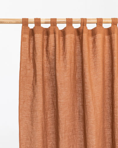 Tab top linen curtain panel (1 pcs) in Cinnamon - sneakstylesanctums
