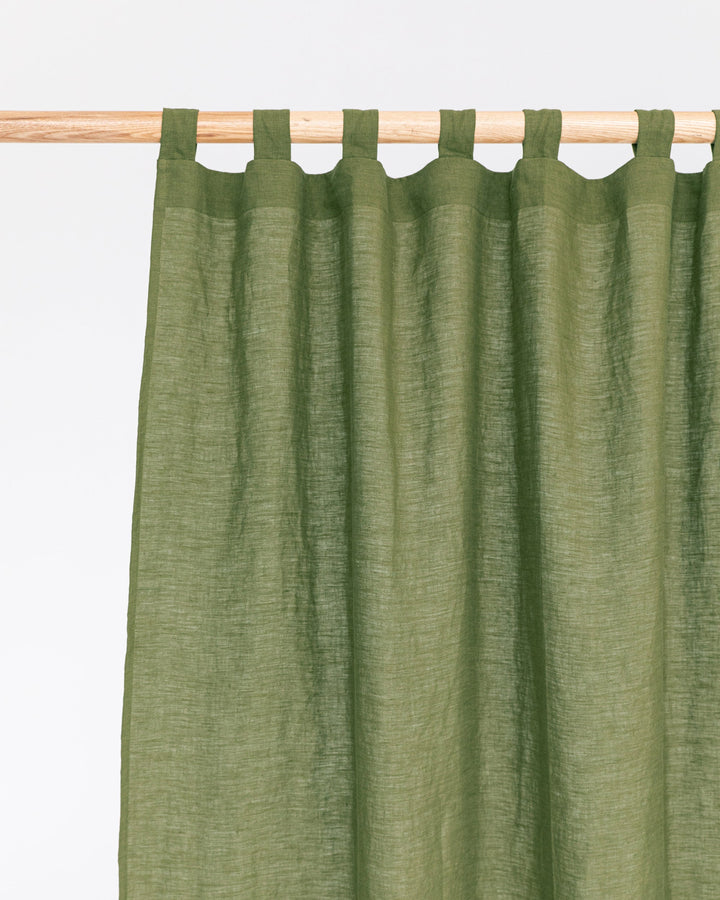 Tab top linen curtain panel (1 pcs) in Forest green - sneakstylesanctums