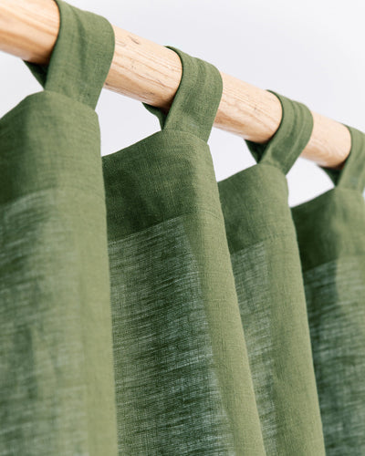 Tab top linen curtain panel (1 pcs) in Forest green - sneakstylesanctums